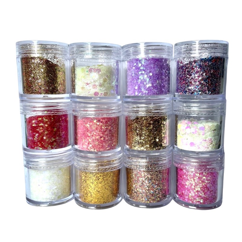 Set x12 frascos de glitter 3D “7”