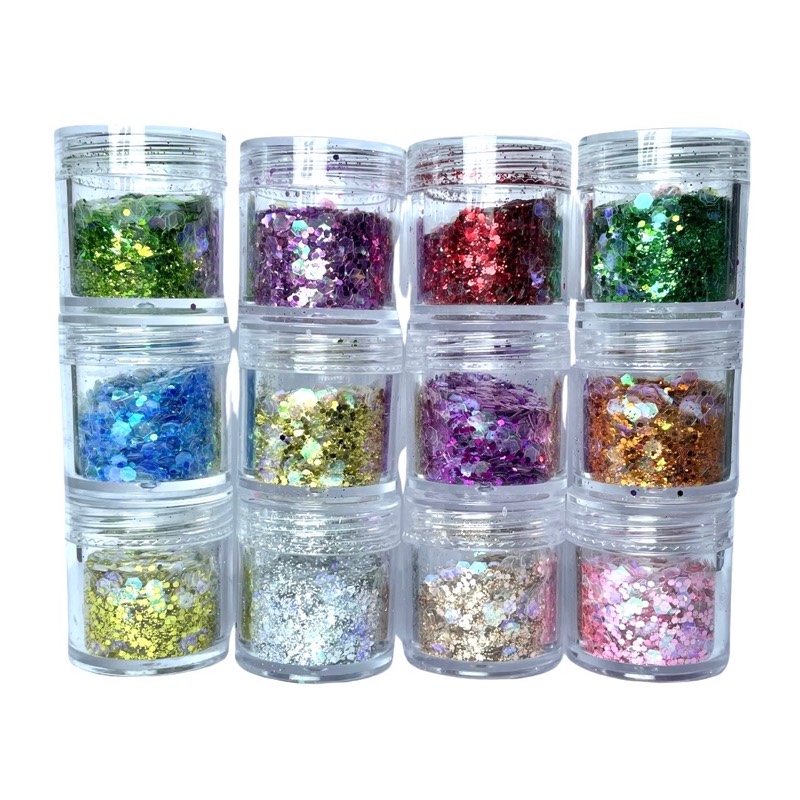 Set x12 frascos de glitter 3D “9”