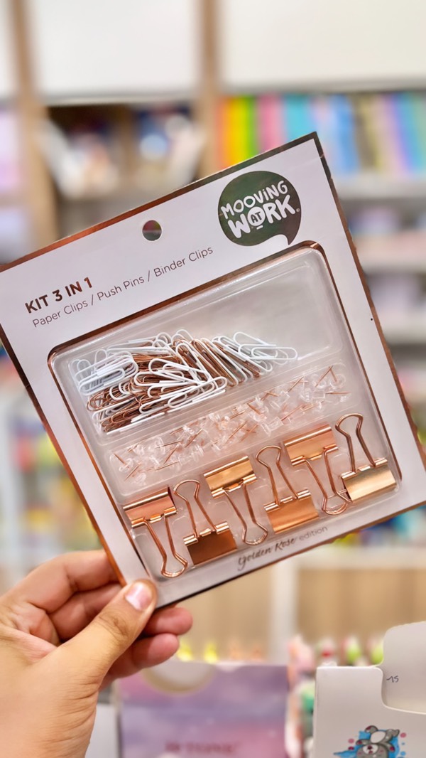 Kit 3 en 1 Paper Clips Mooving Arg Tonos Rose Gold