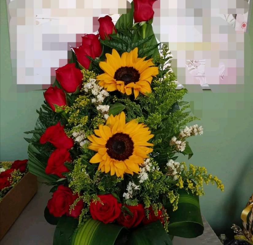 14 rosas + 2 girasoles en San Francisco de la Paz, Olancho