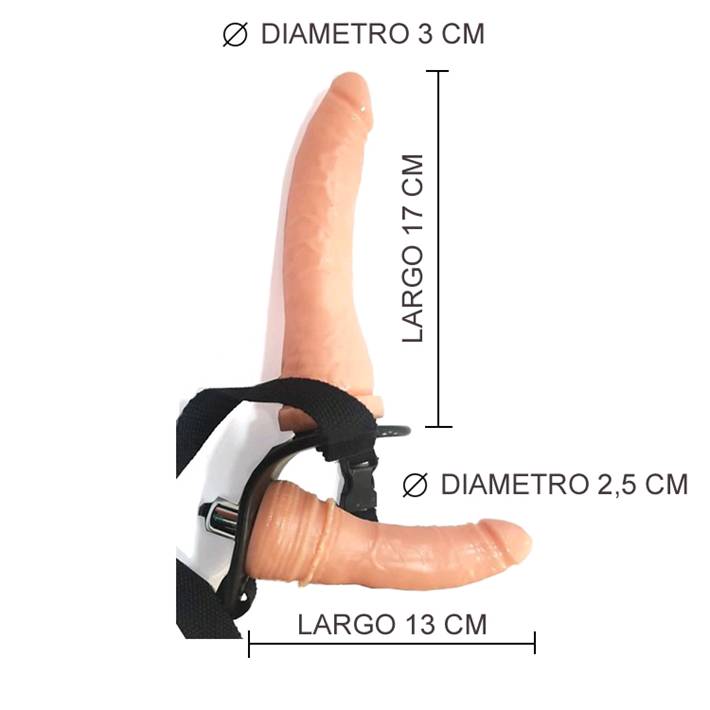 Arnés Doble con Vibración Interna y Dildos de Distintos Tamaños