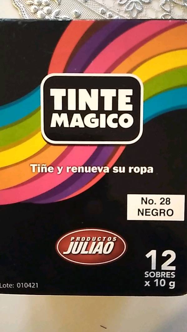 Tinte Magico para la ropa caja x 12 sobres en Quito