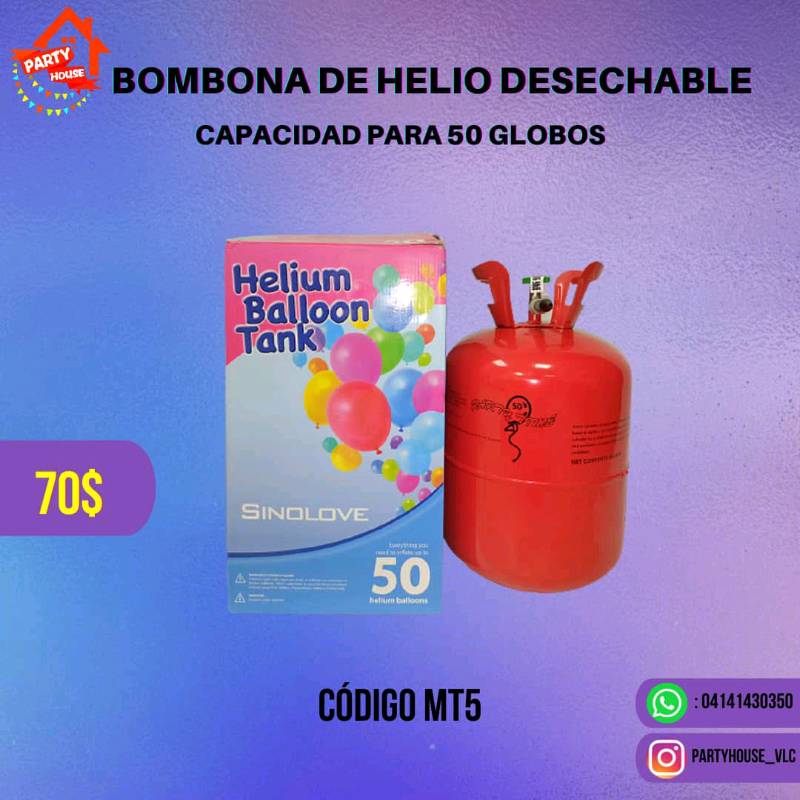 Bombona de helio para 50 globos en Valencia