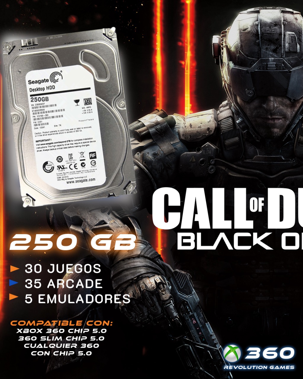 Disco de 250GB con juegos para 360 en Bogota