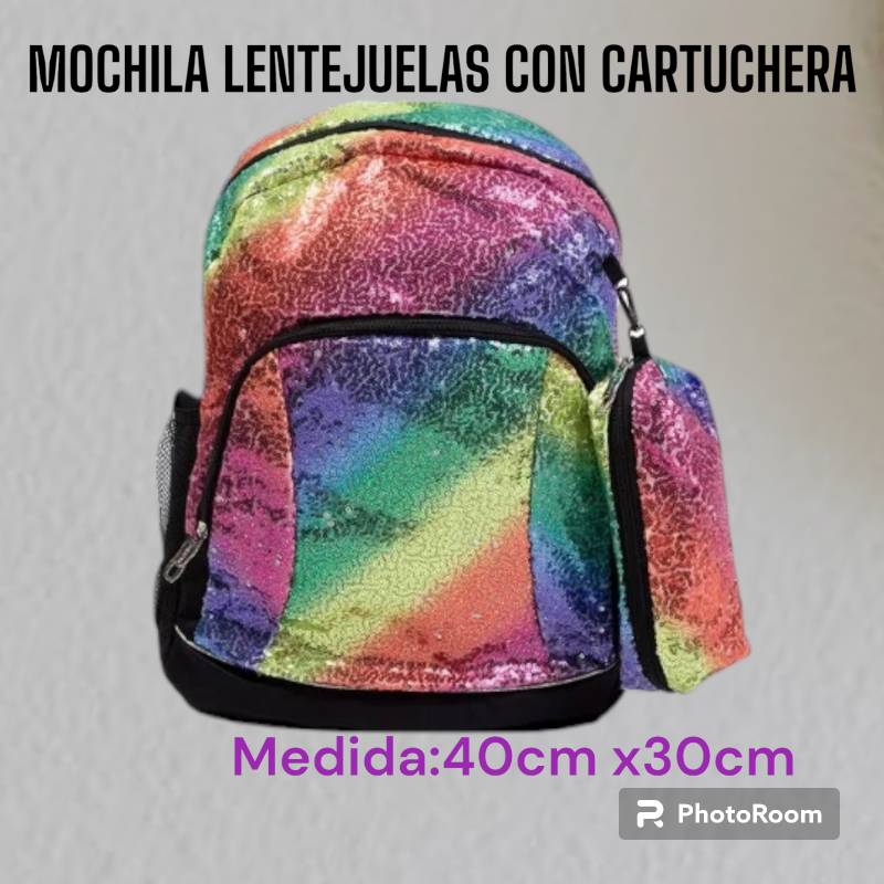 Mochila Grande Lentejuelas con Cartuchera