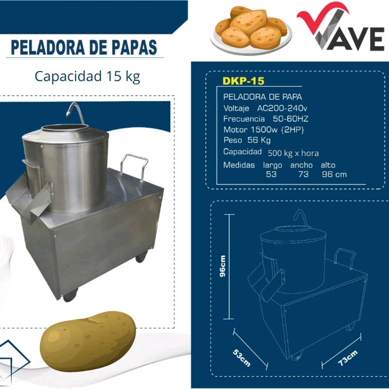 Peladora de papas de 15 kg 