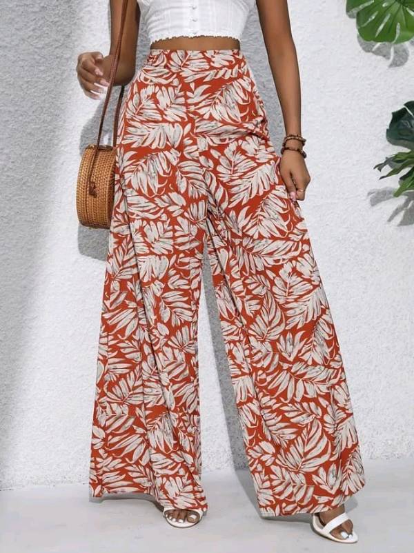 Pantalón estampado floral rojo y blanco