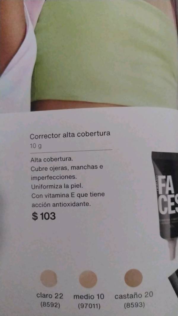 Faces Corrector  alta cobertura tono claro 22