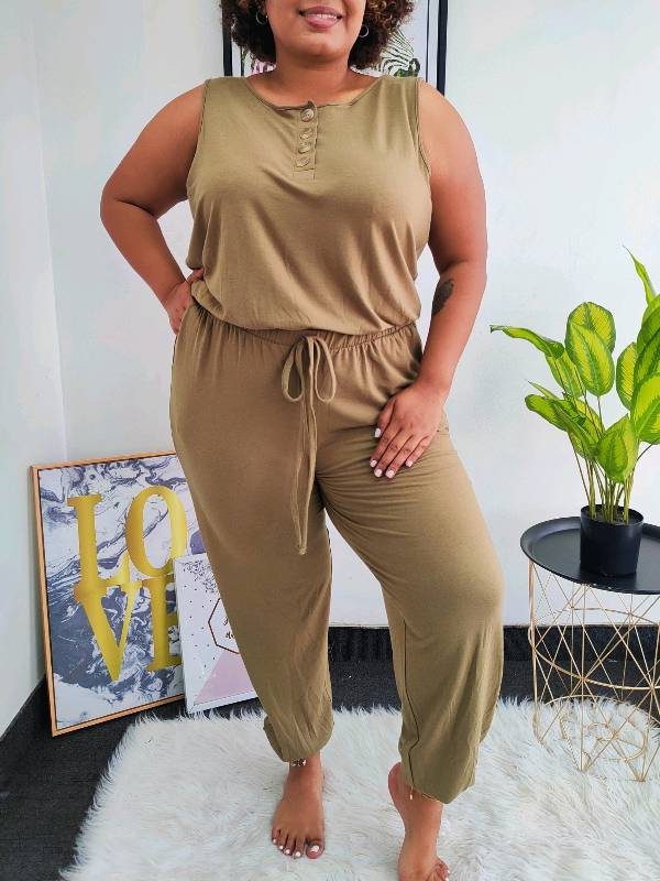 3155- Jumpsuit unicolor estilo camiseta 