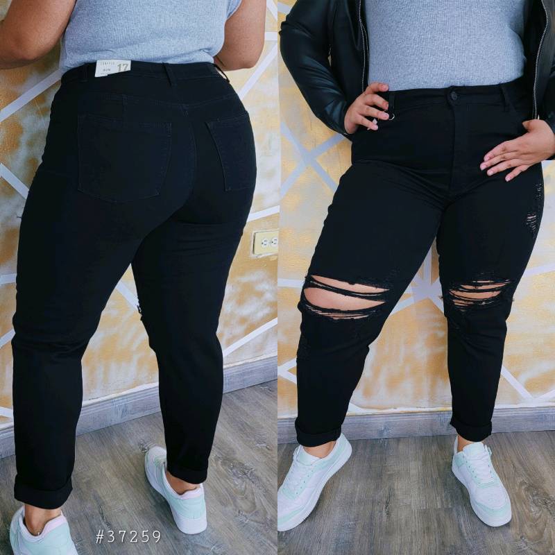 37259 - Mom jeans ripped Black 