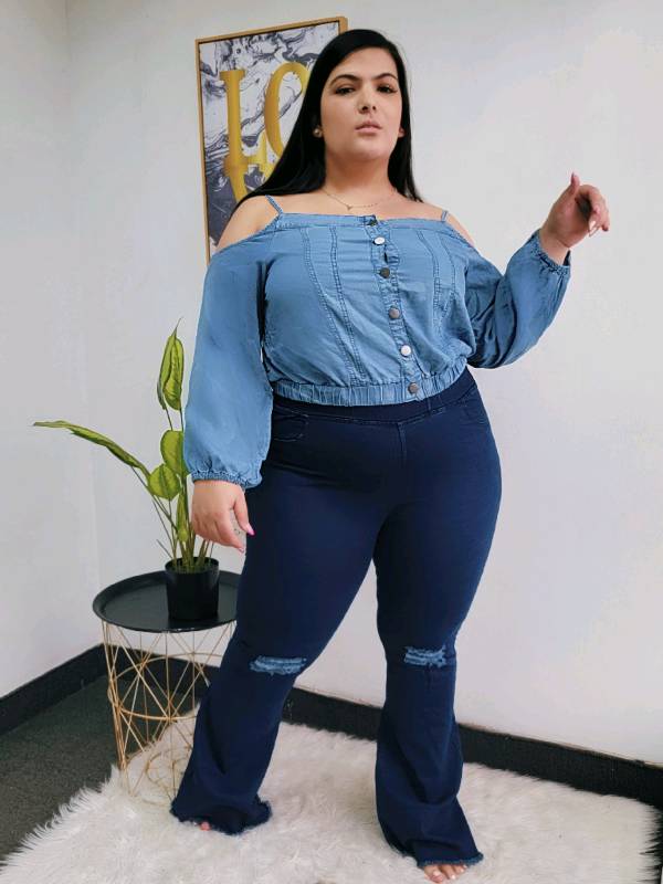 066P - Jeggins bota ancha ripped 