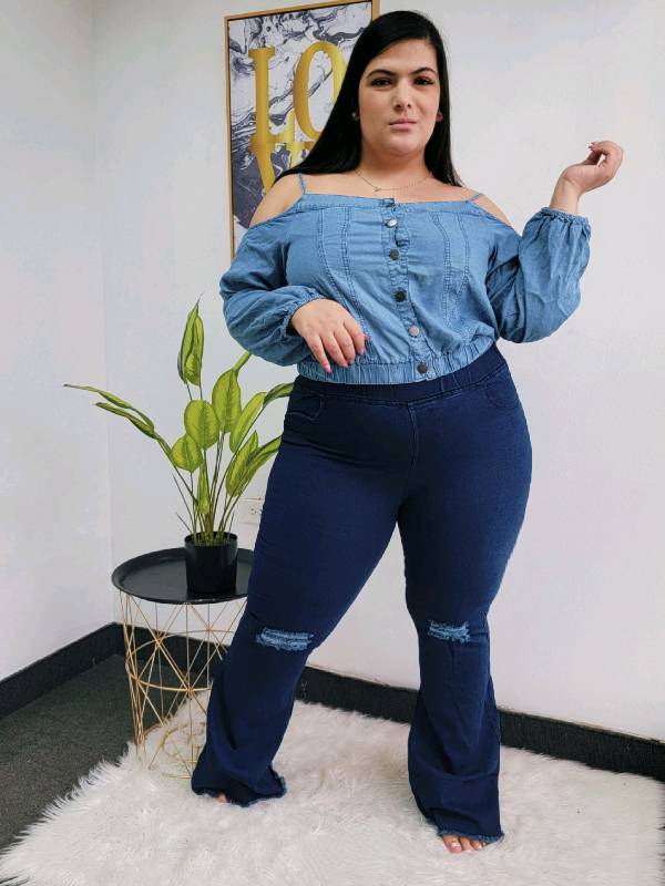 066P - Jeggins bota ancha ripped 