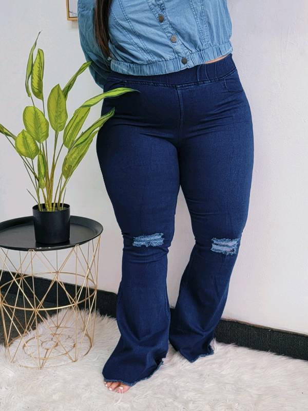 066P - Jeggins bota ancha ripped 