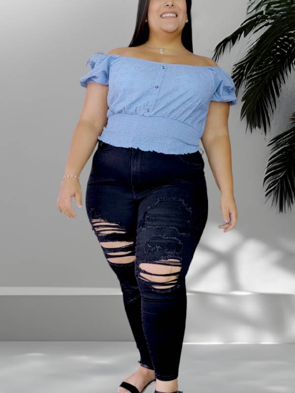 90249 - Jeans Skinny ripped Black 