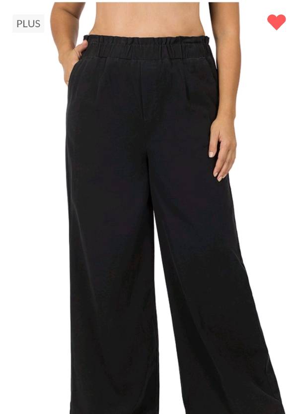 1110 - Pants Culotte Negro bota ancha pretina de liga negro  