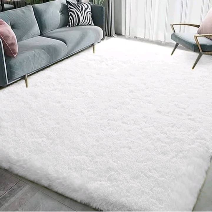 ALFOMBRA ACOLCHADA DE PELUCHE ANGORA CIRCULAR 100mx100m Blanco GENERICO