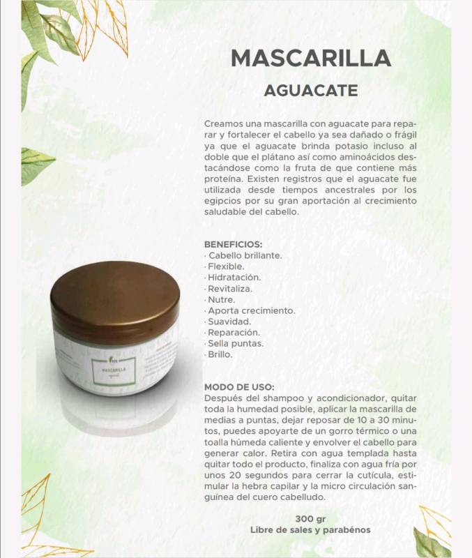 Mascarillas aguacate y jabon de arroz y coco