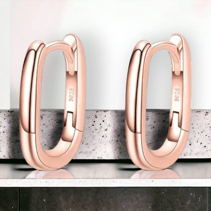 Argollas rectangulares oro rosa