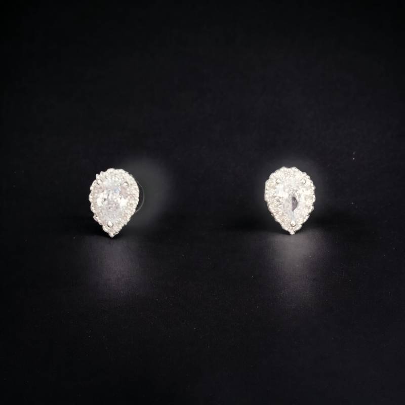 Aretes gotas de circonia plata