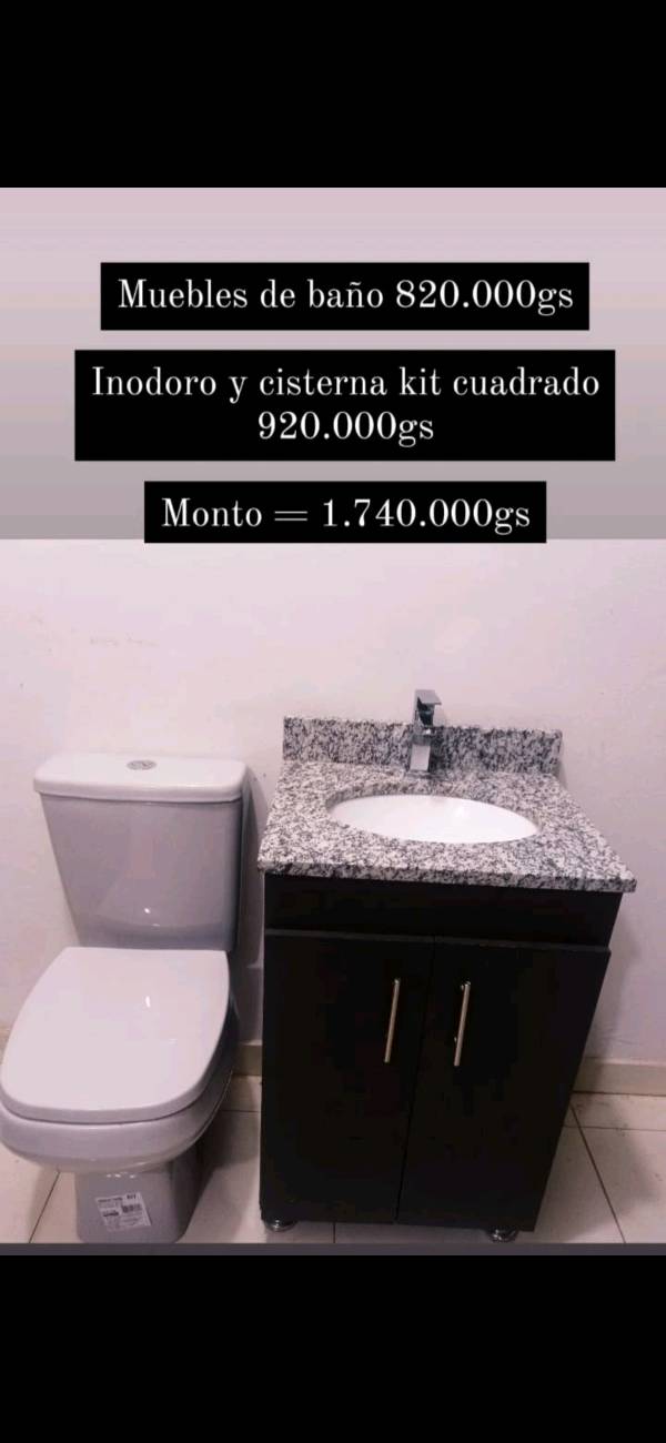 Combo muebles de baño más Inodoro y cisterna baja cuadrado 