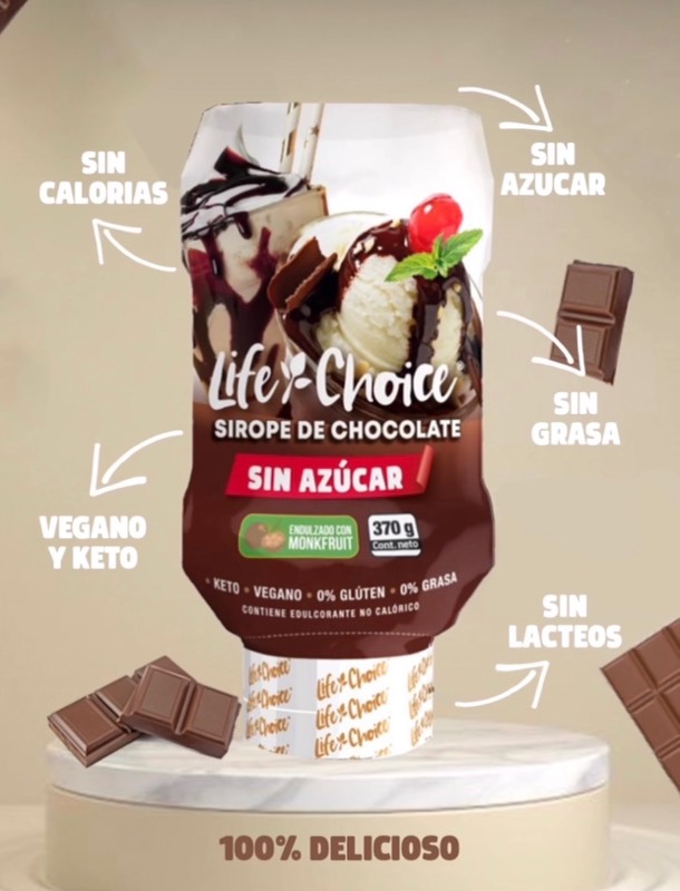 Sirope Chocolate 350 ml Vegano Sin glúten Sin lactosa Saludable