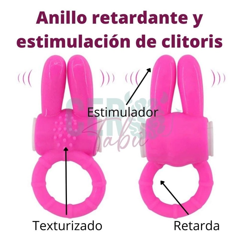 Anillo Vibrador Retardante Sexual para Pene Hombre Conejo. GENERICO