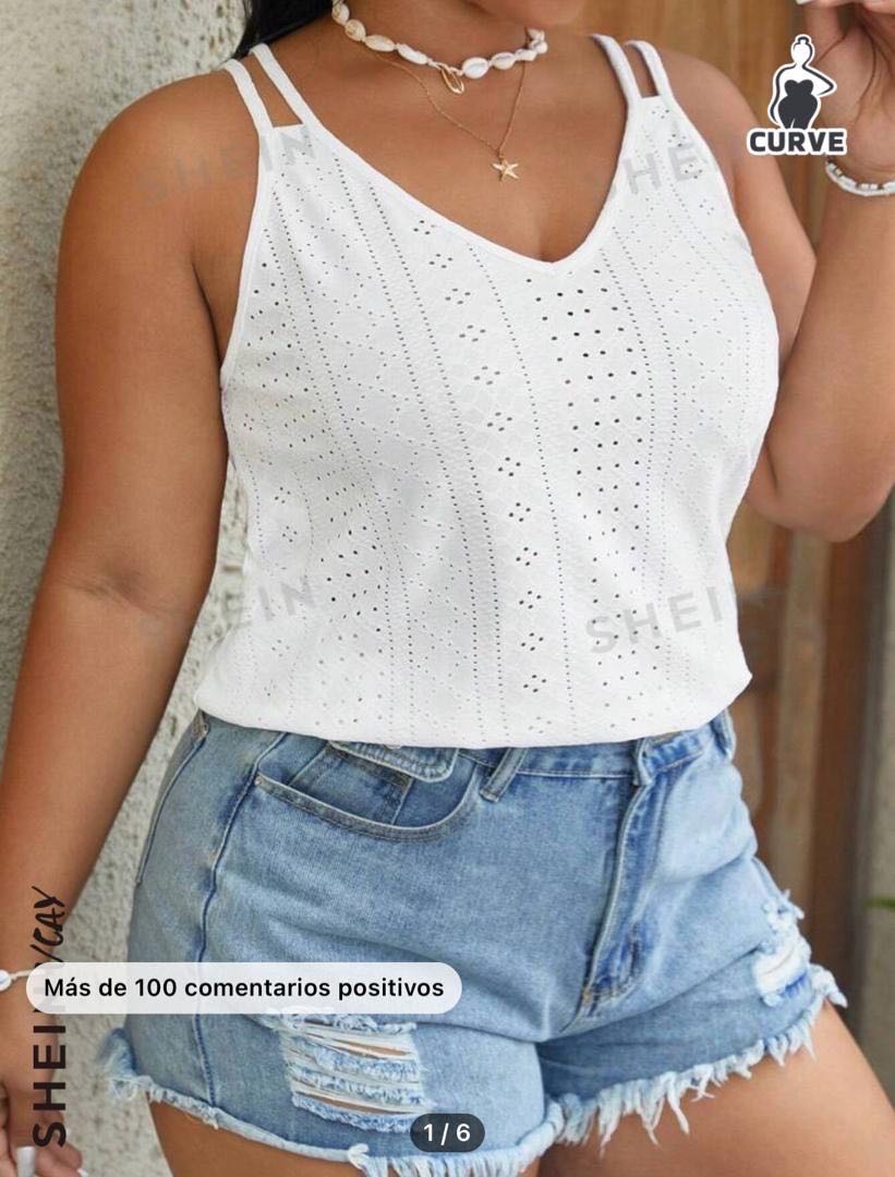 Top de verano con bordado ojal  