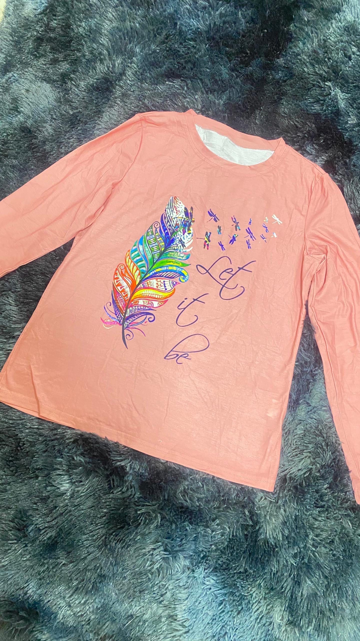 Blusa estampada manga larga de pluma