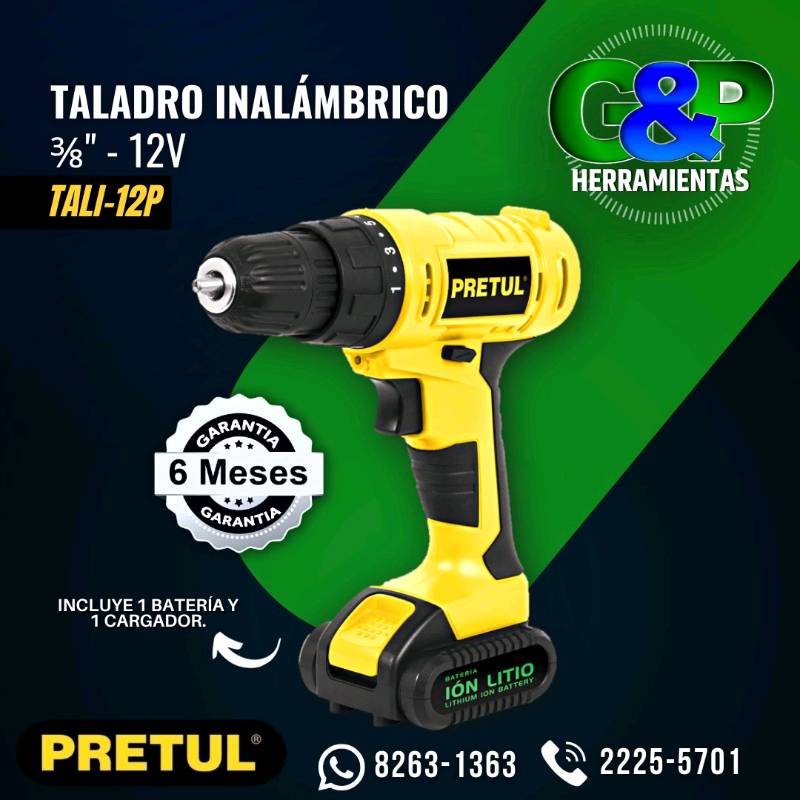 Taladro Atornillador Electrico Inalambrico Pretul 12V 3/8 -29975