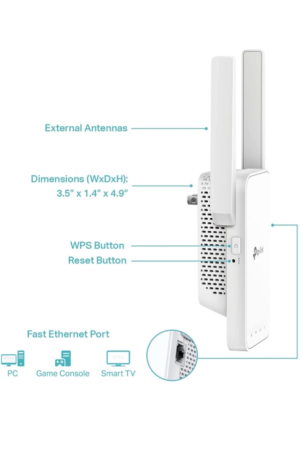 TP-Link Extensor WiFi AC750 (RE215), cubre hasta 1500 pies cuadrados y 20  dispositivos, repetidor inalámbrico de doble banda para el hogar