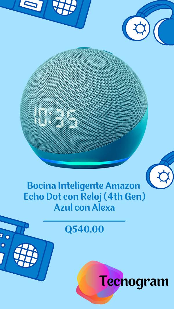Echo Dot 4ta Generación, Bocina Inteligente con Reloj y Alexa