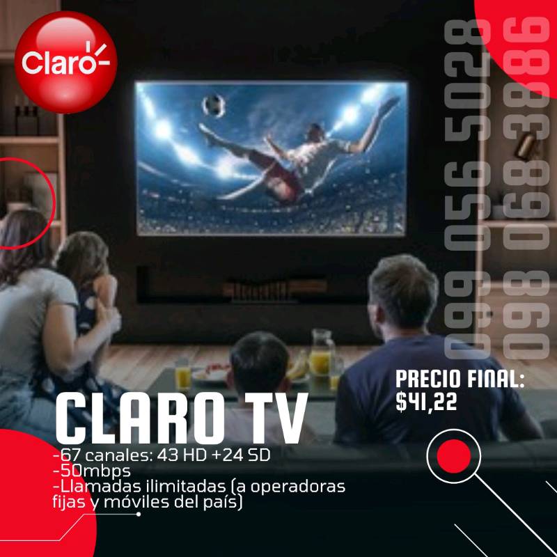 50 megas, con TV plus HD y línea gratis