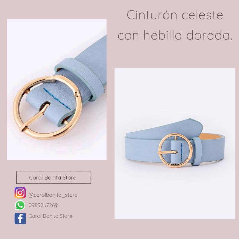 Cinturón Azul Hebilla Dorada - CLK Ventas