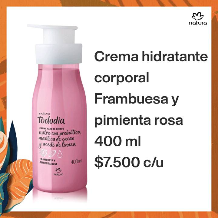 Frambuesa y pimienta rosa crema corporal en Santiago