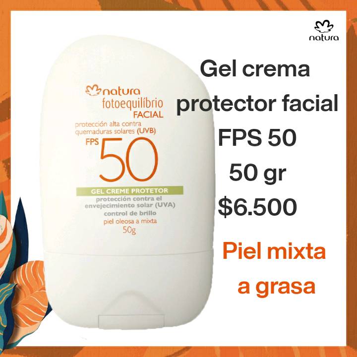 Gel crema protector facial FPS 50 en Santiago