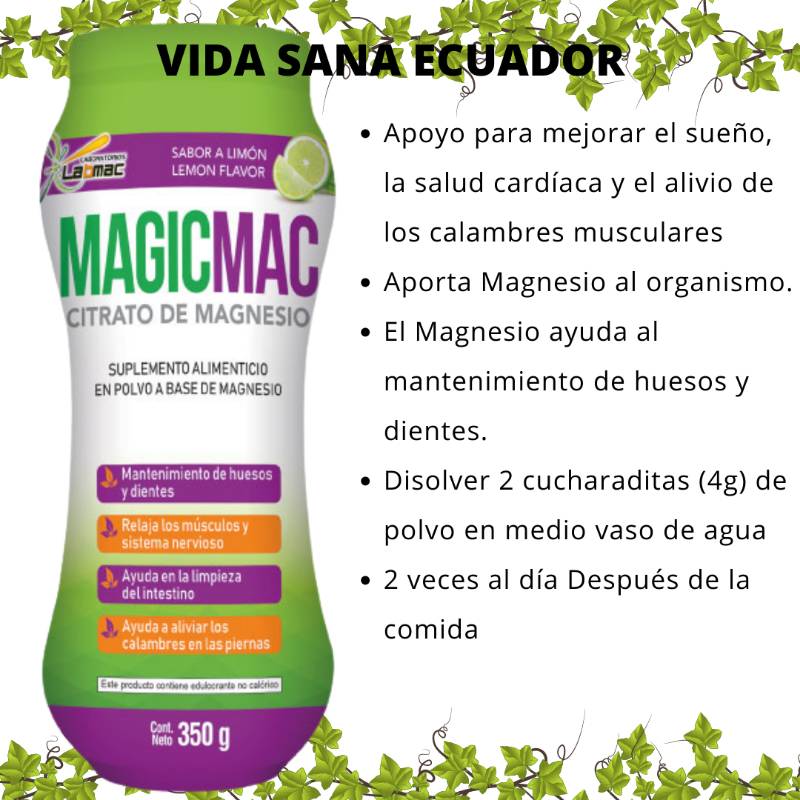 Magicmac Citrato de Magnesio 350gr frasco polvo en Guayaquil