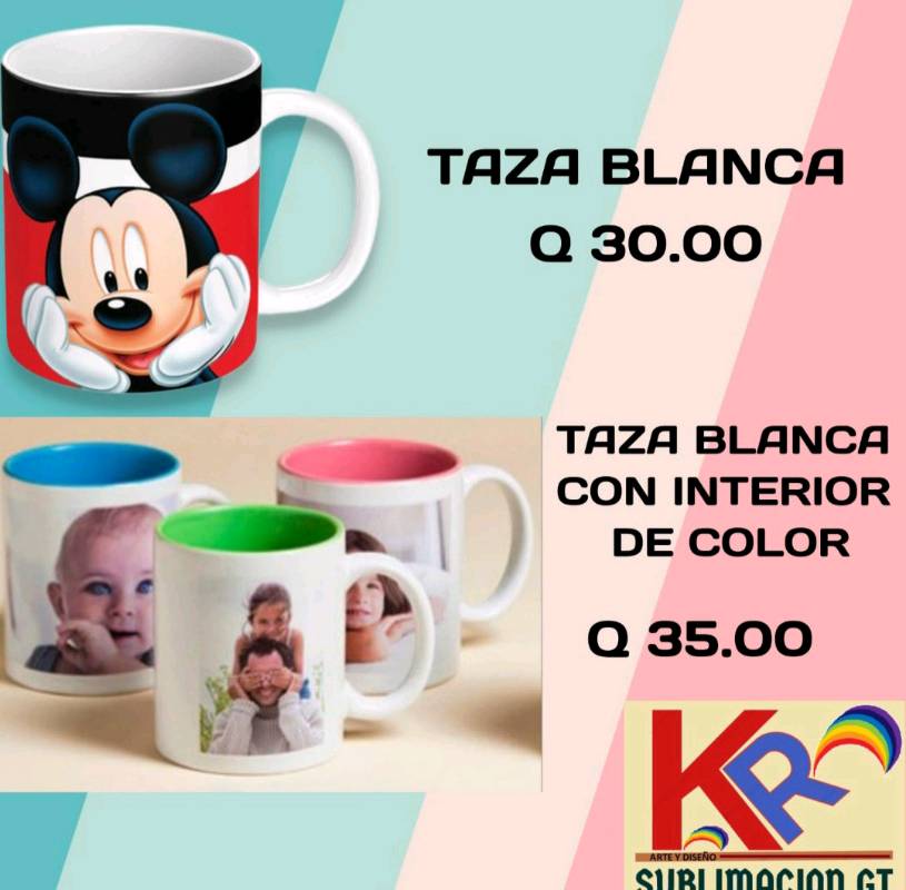 TAZAS BLANCAS Y CON INTERIOR DE COLOR en Ciudad de Guatemala