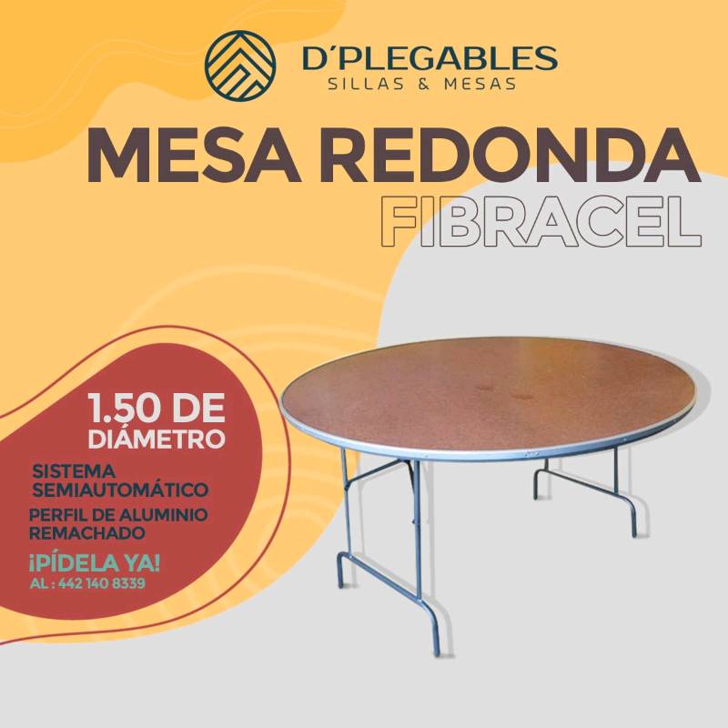 MESA PLEGABLE REDONDA MODELO, HERMES 1.50 - Plastuv