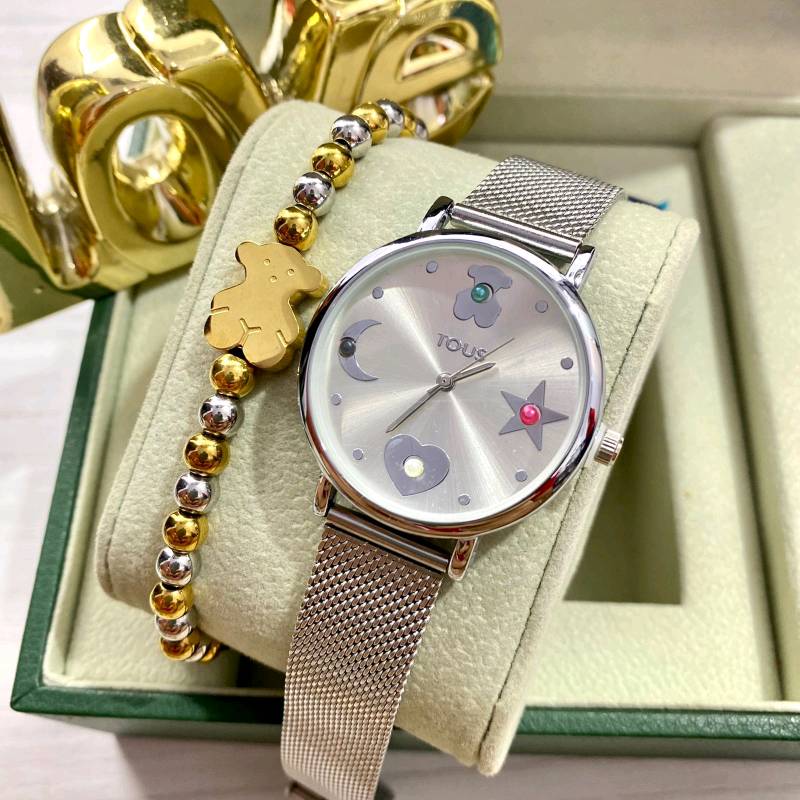  TOUS Relojes de pulsera para mujer (Modelo: 900350325),  plateado, Pulsera : Ropa, Zapatos y Joyería