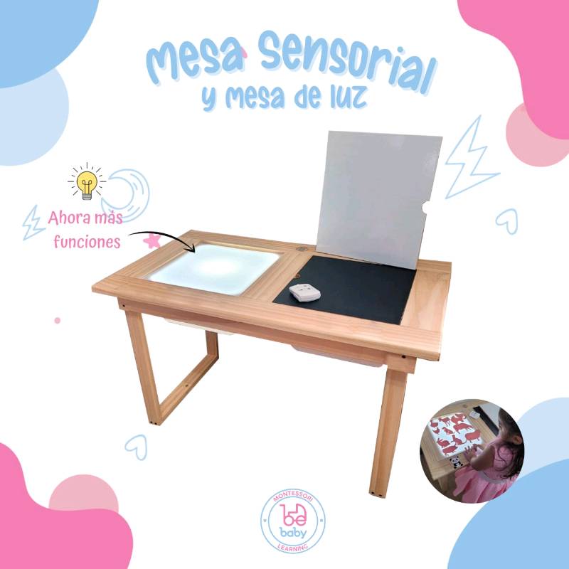 Mesa de luz Montessori con sillas