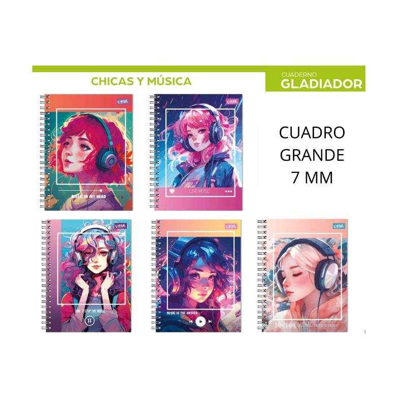 748321 Cuaderno chicas y música cuadro 7mm