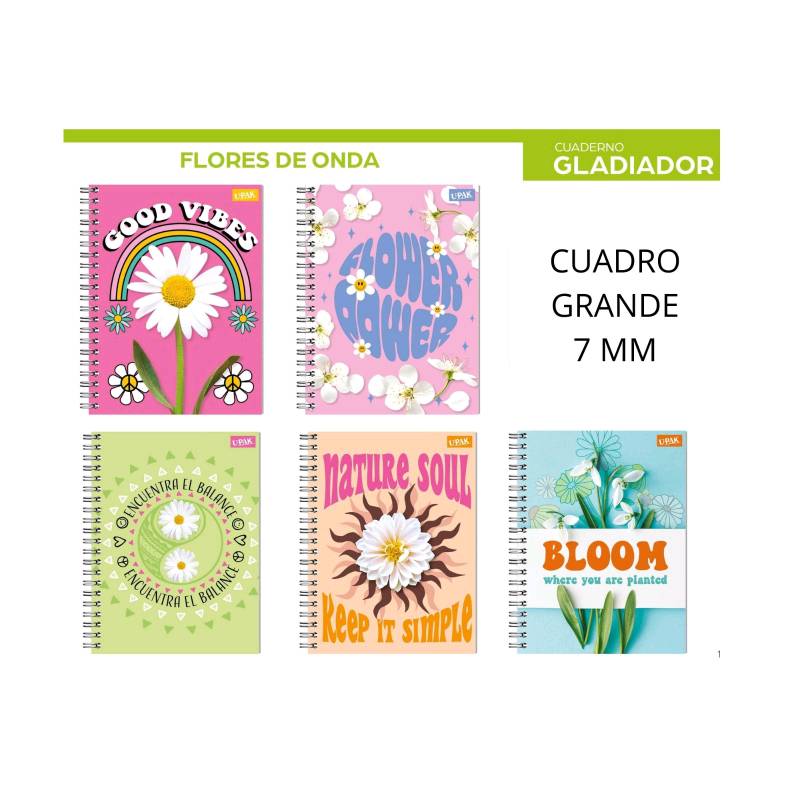  748307 Cuaderno flores de onda cuadro 7mm