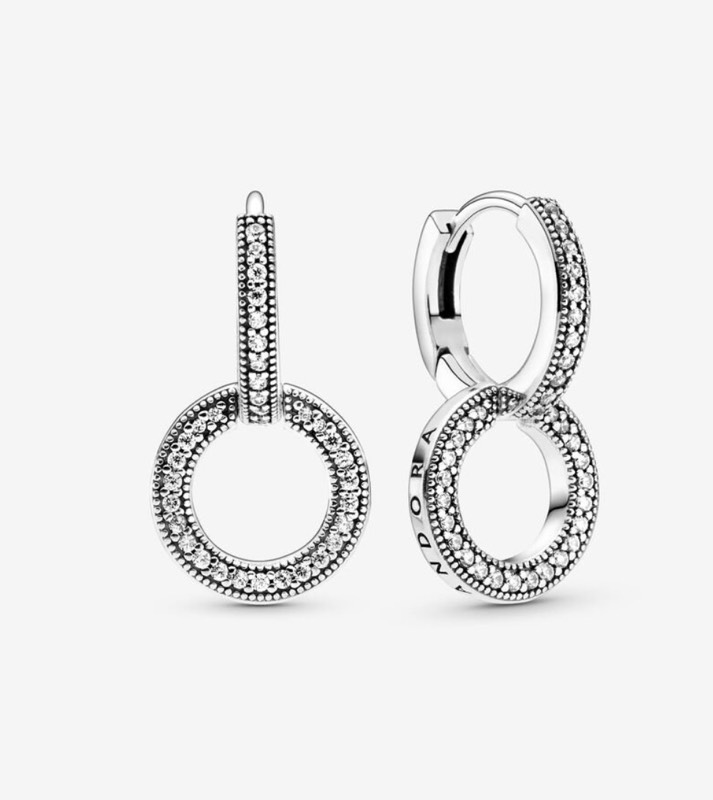 Aretes doble aro brillantes Pandora Plata 925