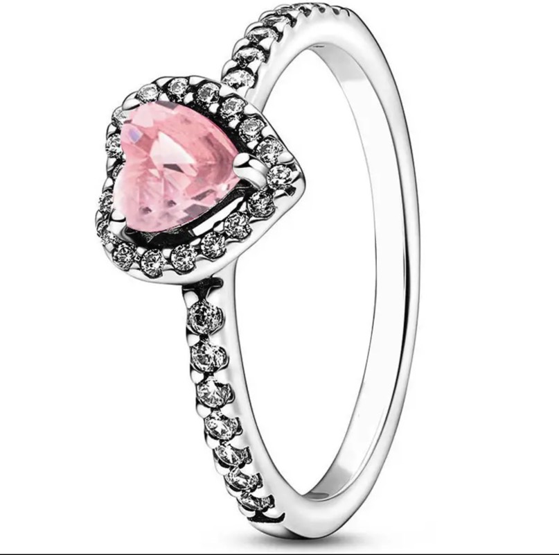 Anillo de promesa  Pandora corazón rosa 