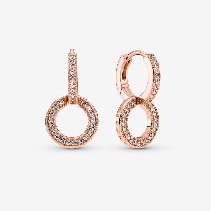 Aretes Pandora rose gold plata ale 925