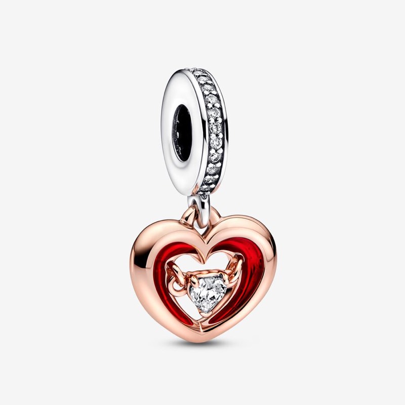 Charm colgante corazón radiante 2 tonos 