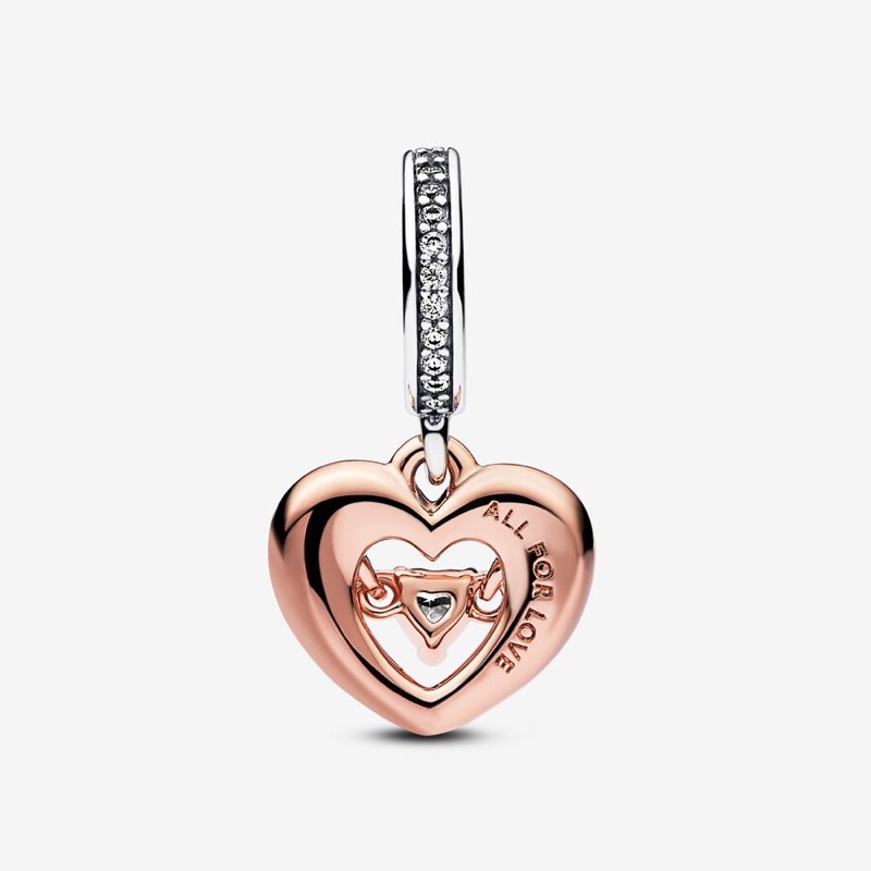 Charm colgante corazón radiante 2 tonos 