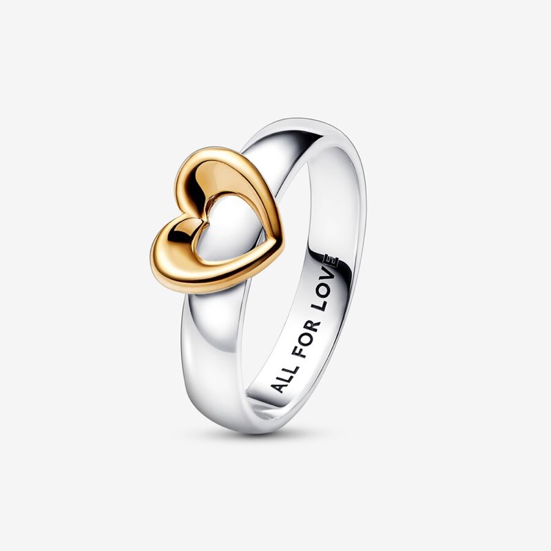 Anillo corazón radiante dos tonos talla 6