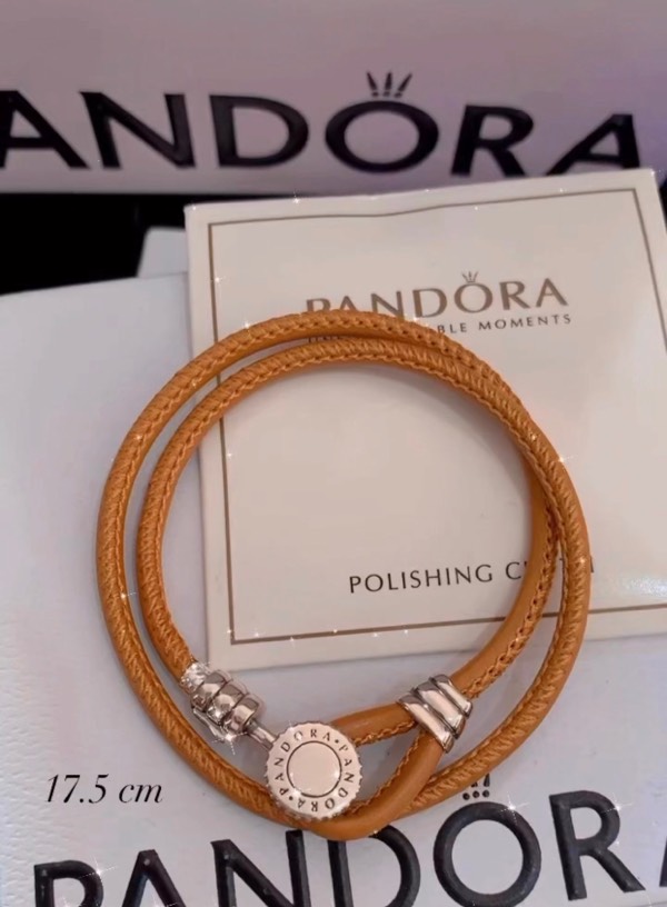 Pulsera cuero y Plata ale 925 Pandora talla 17.5