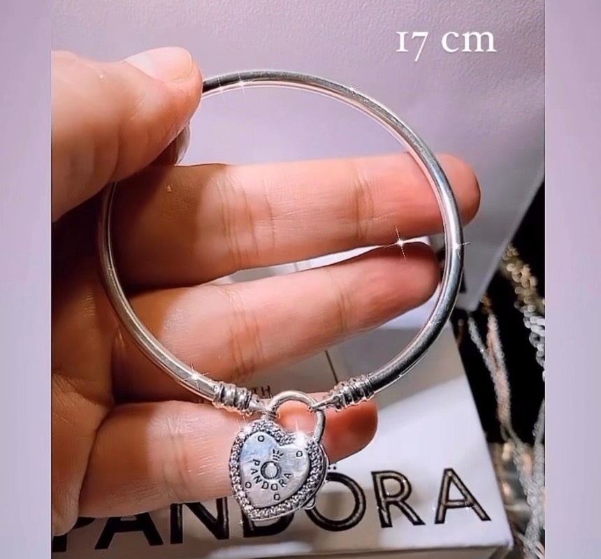 Pulsera Plata 925 Pandora, logo impreso, 17 cm 